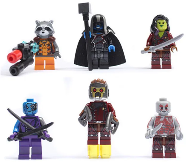

haogaole 60pcs 0175-0180 Building Blocks Guardians of the Galaxy ronan camora drax destroyer nebula Rocket Raccoon Star Lord