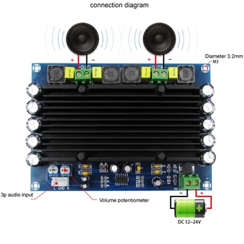 

2*150W 2 Channel TPA3116 Class D Power Stereo Amplifier Board dual TPA3116D2 With TL074C Preset pre-stage Audio Amplifier