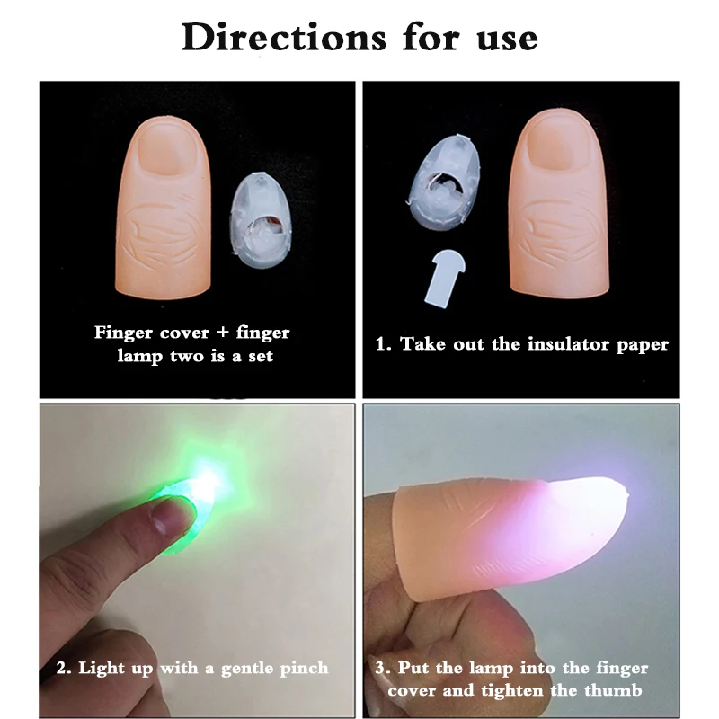 

Thumbs Led Light Magic led Light Up magic trick prop thumb lamp Toys Magic Trick Props Funny Flashing Fingers Fantastic Lamp