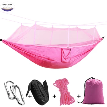 

Ultralight Outdoor Double Hammock Nylon and Mosquito Net Exit Jungle Camping Tent Hanging Bed 12 Colors 260 * 140 CM