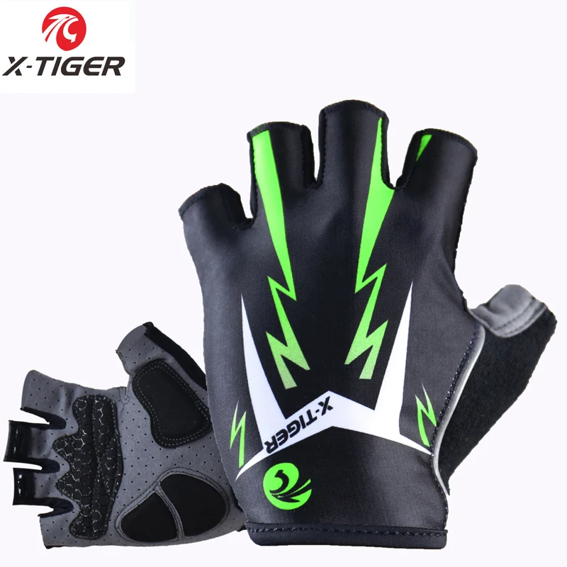 

X-Tiger 3D GEL Pad Bright Green Sport Gloves With Reflective Half Finger MTB Bike Gloves Cycling Gloves Mountain Bicycle Gloves