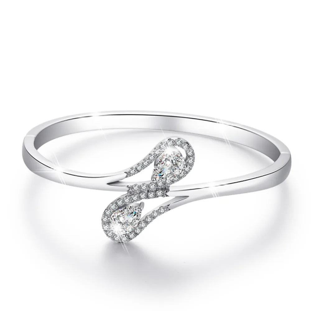 Silver Color Crystal Bracelet &amp Bangles for Party and Wedding High Quality Copper Gifts Cute Luxury | Украшения и аксессуары