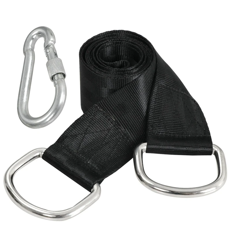 Tree Swing Straps Kit Hanging Straps Hammock Tree Swing 5Ft With 2 Heavy Duty Carabiner Hooks