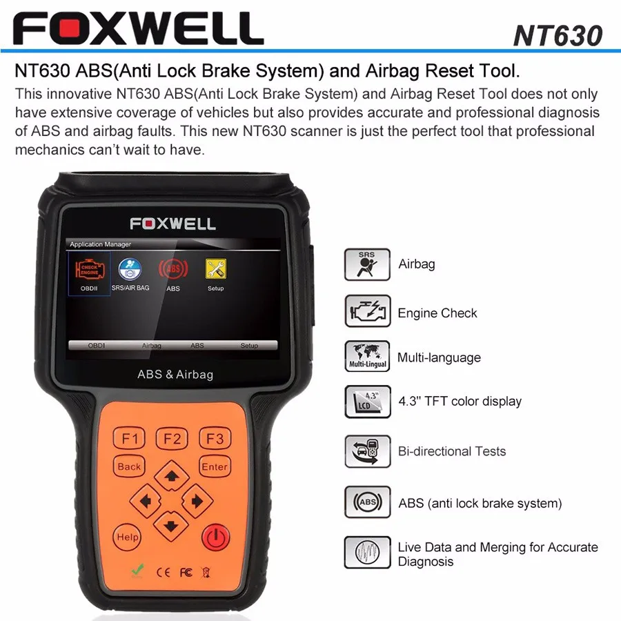 

Original Foxwell NT630 AutoMaster Pro ABS Airbag Reset Scan Tool Air Bag Crash Data Reset Car Diagnostic Scanner