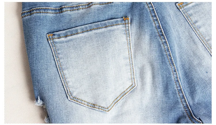 2017 autumn and winter fashion Europe and the United States foreign trade women's holes Slim stretch jeans feet pencil jeans (14)