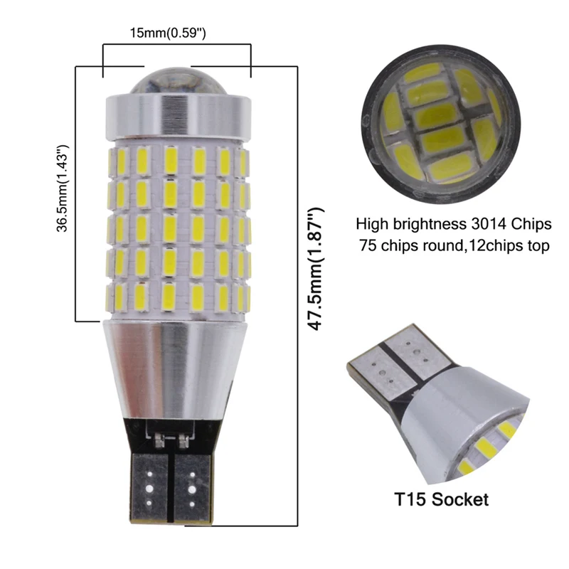 Katur 4 шт. T15 Размер W16W база Led CANBUS Нет ошибки для заднего хода резервный Светильник