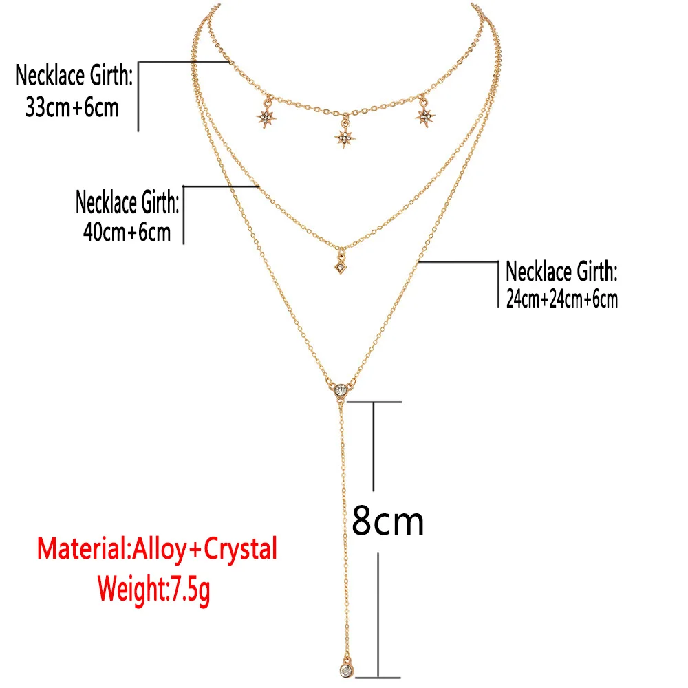 MAA-OE Бохо звезда многослойное, из кристаллов кулон ожерелье Женские Геометрические Ожерелья винтажная мода воротник костюм ювелирные изделия NX-16
