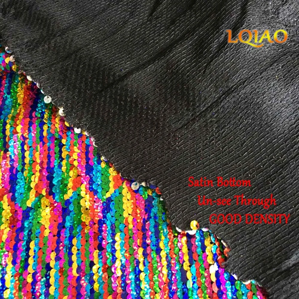 Laser Rainbow Laser Silver Reversible Sequin Fabric-008