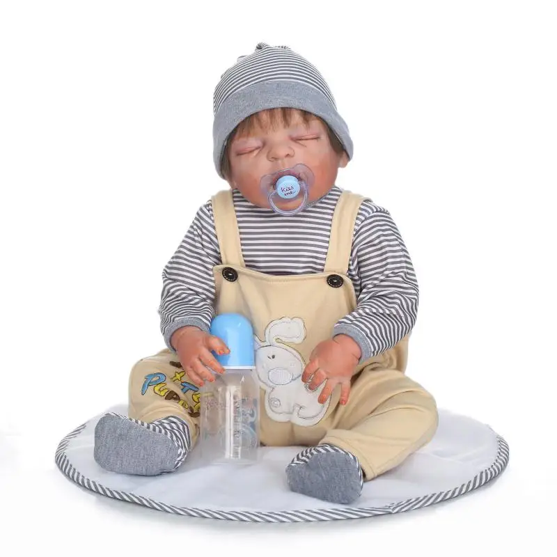 

NPKcollection 57cm full silicone sumilation reality newborn sleeping baby boy with hand rooted hair silicone reborn baby dolls