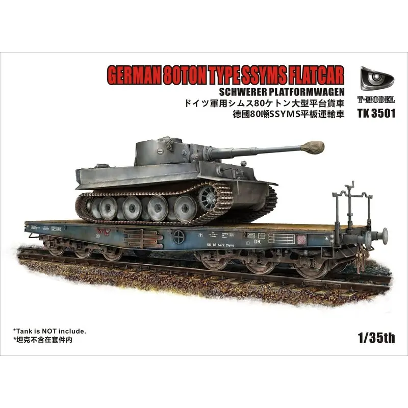 

T-MODEL TK3501I 1/35 German 80ton Type SSYMS Flatcar (Include Wooden Deck) - Scale Model Kit