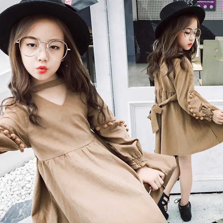 2017 British Style Teenage Girls Clothing Dress School Teenagers Kids Dresses Children Clothes Robe Vetement Enfant Fille