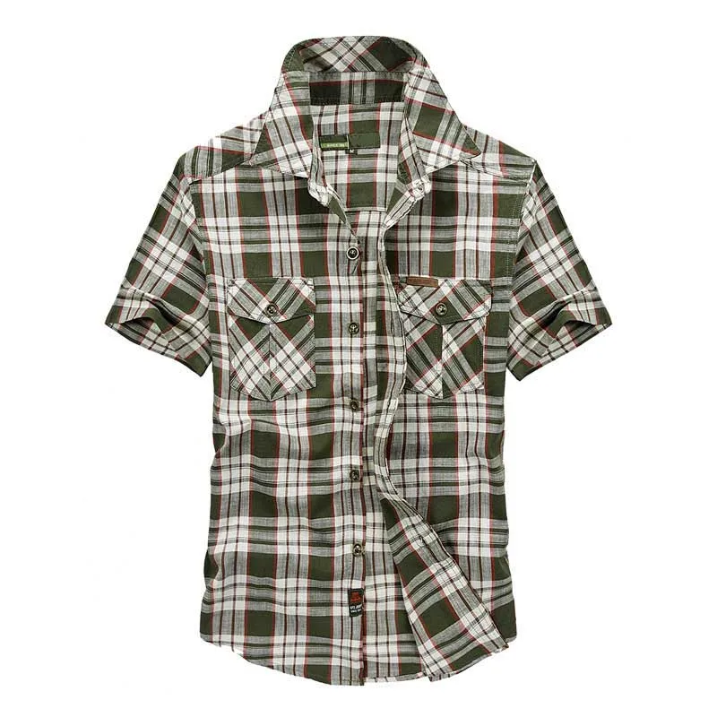 Новые летние модные для мужчин рубашка короткий рукав хлопок повседневное плотная рубашки для мальчиков мужской одежды военная унифо - Цвет: 5006 green