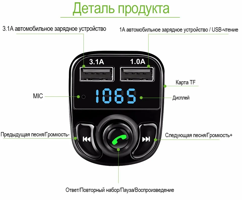 ONEVER fm-передатчик AUX модулятор громкой связи bluetooth автомобиль автомобильный комплект аудио MP3 плеер с 3.1A Quick Charge Dual USB Автомобильное зарядное устройство