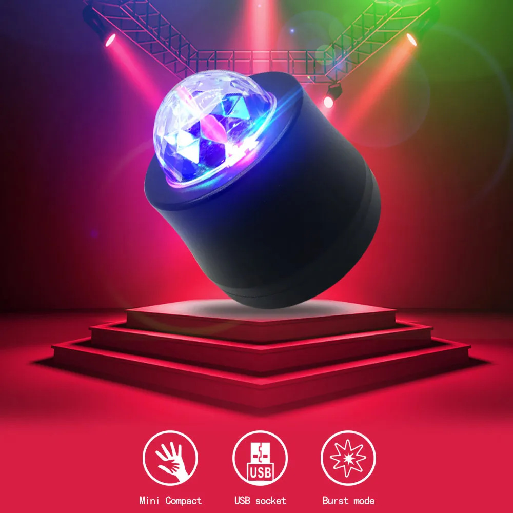 

High Quality 3/6Leds Car Interior Music Disco DJ Led Stage Light USB LED RGB Ball Lamp For Car Indoor Decration Night Light