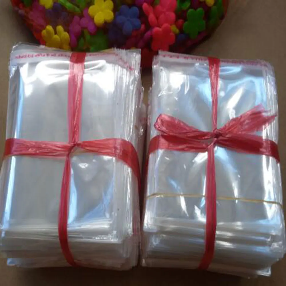 1000pcs 투명 자체 접착 인감 비닐 봉투 OPP 폴리 셀프 씰링 플라스틱 투명 셀로판 가방 선물 포장 가방