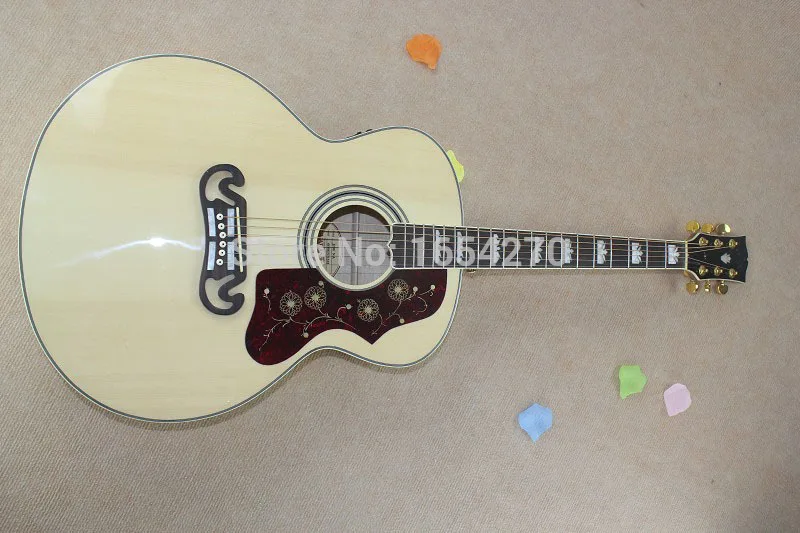 

Free Shipping Custom Shop Hot Selling Dot Spruce Beige SJ200 6 Strings Electric Acoustic Guitar With Fisherman Pickups 150604