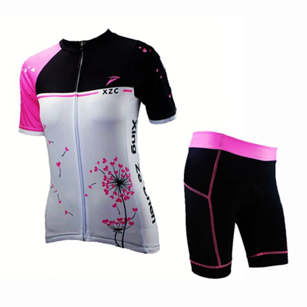 Buy Pink Cycling Jersey Women Shirt +shorts Bike