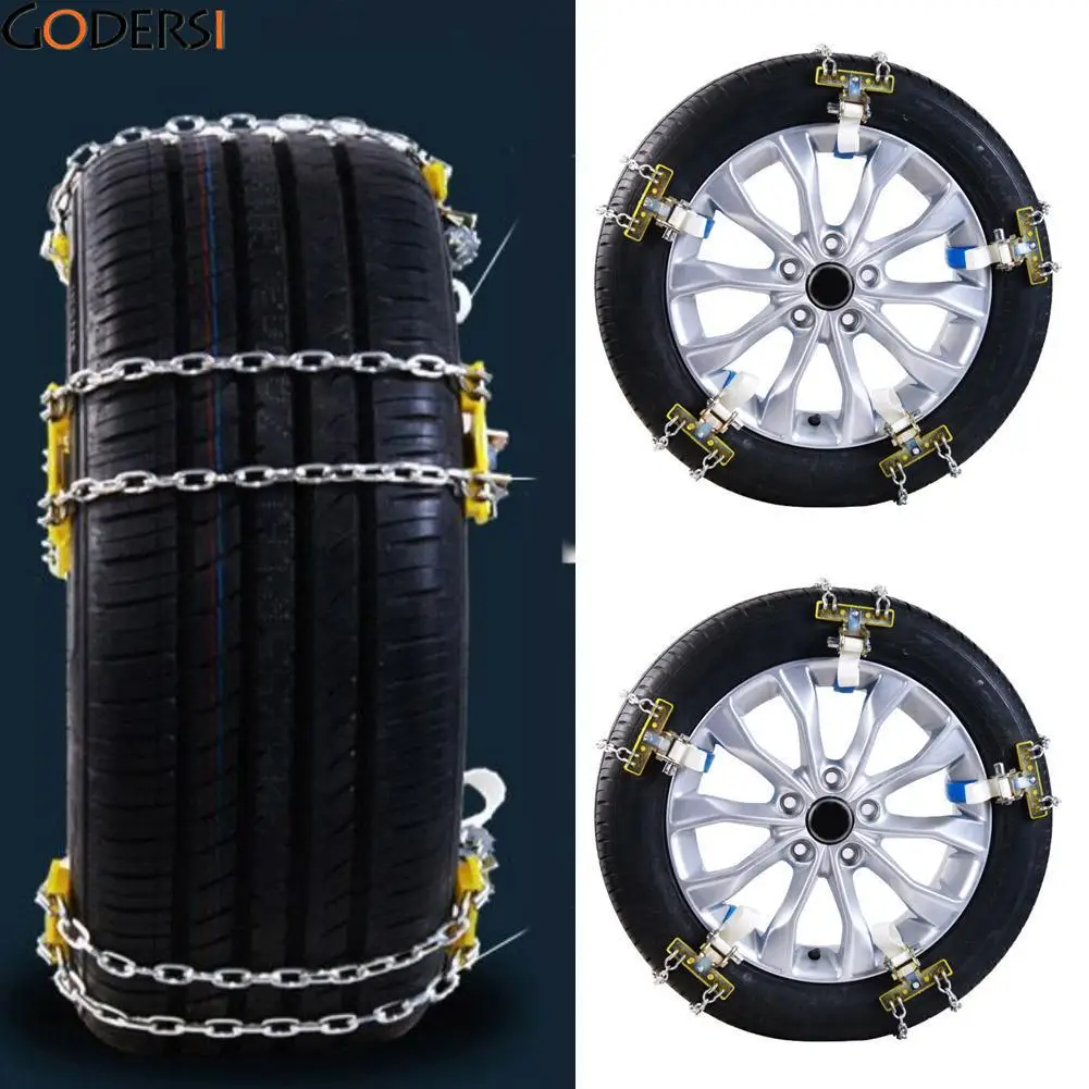 

Godersi Car Tire Anti-skid Steel Chain Snow Mud Car Security Tyre Clip-on Chain for Car Truck Anti Skid Tire Chain Car String