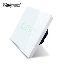 Wallpad K3 3 Gang 2 Way Glass Panel Touch Switch Capacitive Intermediate 4 Colors Wall Electrical Light Switch for UK EU Wallpad K3 3 Gang 2 Way Glass Panel Touch Switch Capacitive Intermediate 4 Colors Wall Electrical Light Switch for UK EU