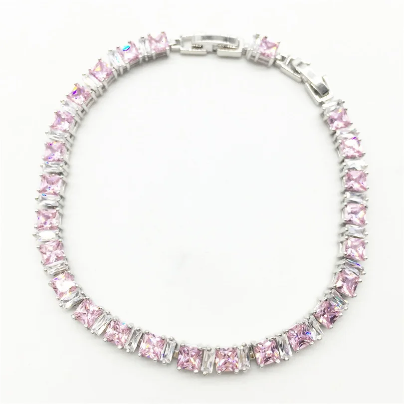 Silver Jewelry Geometric PINK White color Women Link Chain Bracelets & Bangle Free shippingg Silver Jewelry Geometric PINK White color Women Link Chain Bracelets & Bangle Free shippingg