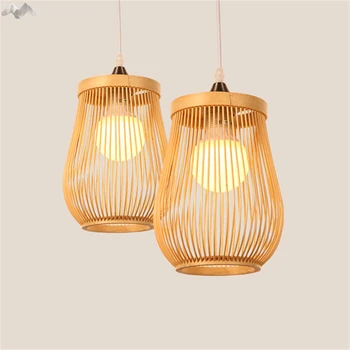 

JW Modern Rural Style Creative Solid Wooden Pendant Light Wood Pendant Lamp for Living Room Bedroom Home Lighting Fixture Decor