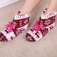 New Women’s Winter Warm Cotton-padded Shoes Soft Bottom Non-slip Lndoor Boots Snowflake Deer Indoor Home Shoes Plush Warm Shoes