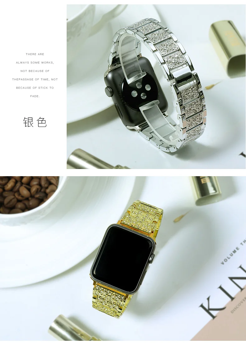 40 мм/44 мм/38 мм/42 мм ремешок из нержавеющей стали для Apple Watch серии 4 серии 5 4 3 2 женские роскошные, со стразами, с украшениями под бриллианты браслет