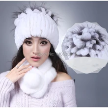 DL6094 благородный Настоящий мех кролика шляпа пальто из натурального кроличьего меха шапка бини зимняя женская шапка вязаная меховая шапка