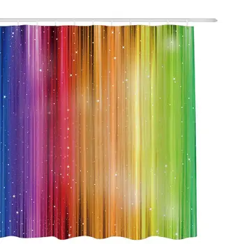 

Bathroom Digital Printed Polyester Waterproof Shadow Bath Shower Curtain with 12 Buckles Curtain Clips