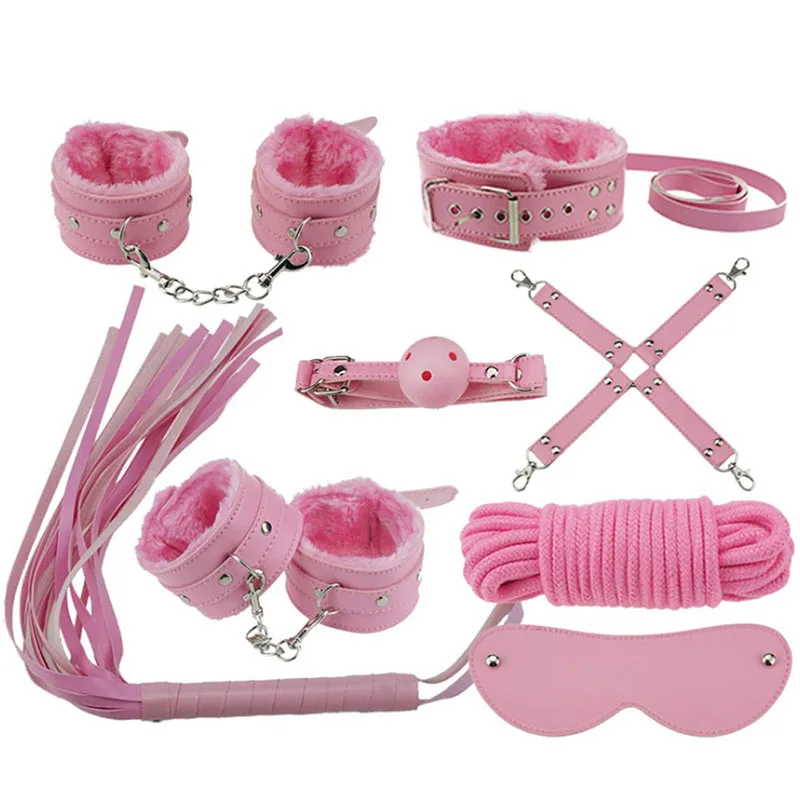 

Leather Bandage Fetish Restraint Bondage Set Rope Ball HandCuffs Bondage Tools Rope Bondages RestraintsTool for Couples