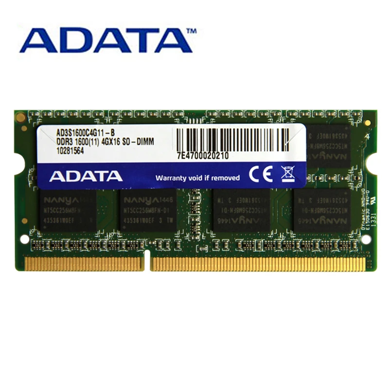 Продажа Оперативная память ADATA DDR3 DDR3L 1,35 в 1,5 в SO DIMM 2 ГБ 4 ГБ 8 ГБ 1333 МГц 1600 МГц PC3 12800 для ноутбуков ThinkPad acer
