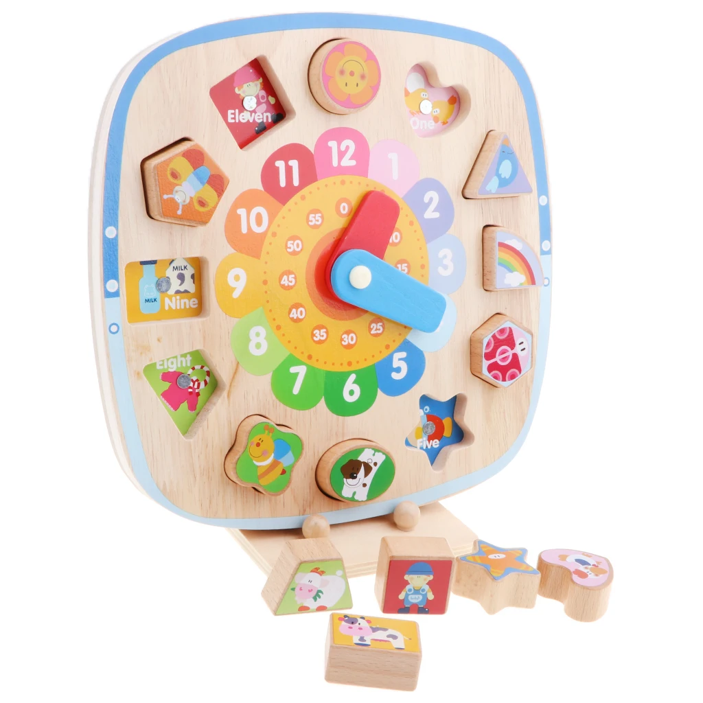 Wooden Maget Digital Clocks Color Shape Sorting & Matching Kids Baby Educational Toy Early Learning Play Activity