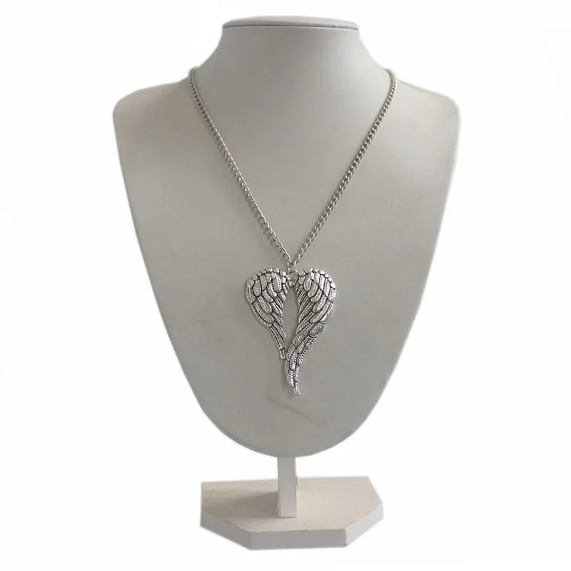 

1pcs Fashion Jewelry Long Necklac Antique Silver Large Angel Wings Charm Pendant 68*41mm 18-30" Long Chain Necklace