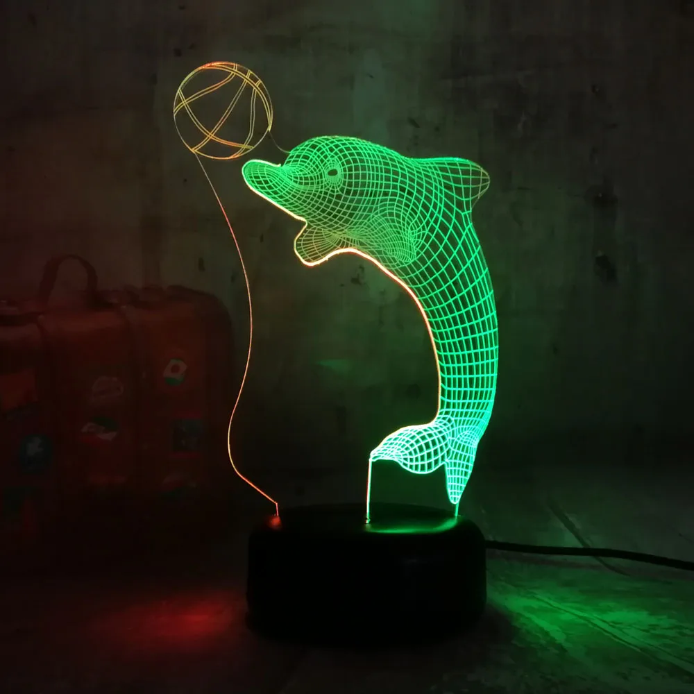 Новинка милый Дельфин игровой шар 3D LED ночник Lihgt 7 цветов смешанные два цвета s Beauty