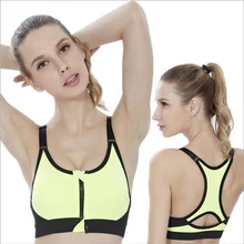 Adjustable high-intensity professional sports bra without rims shock zipper vest female running fitness yoga bra hot sale