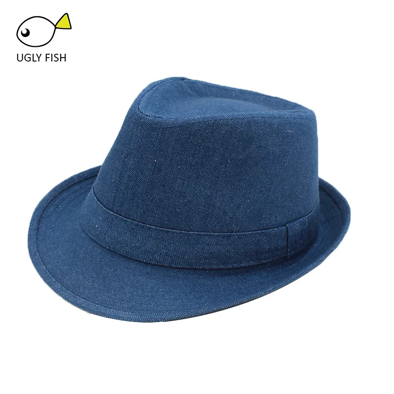 

Women Men's Classic Structured Gangster Trilby Fedora Hat women mens panama men fedora hat denim