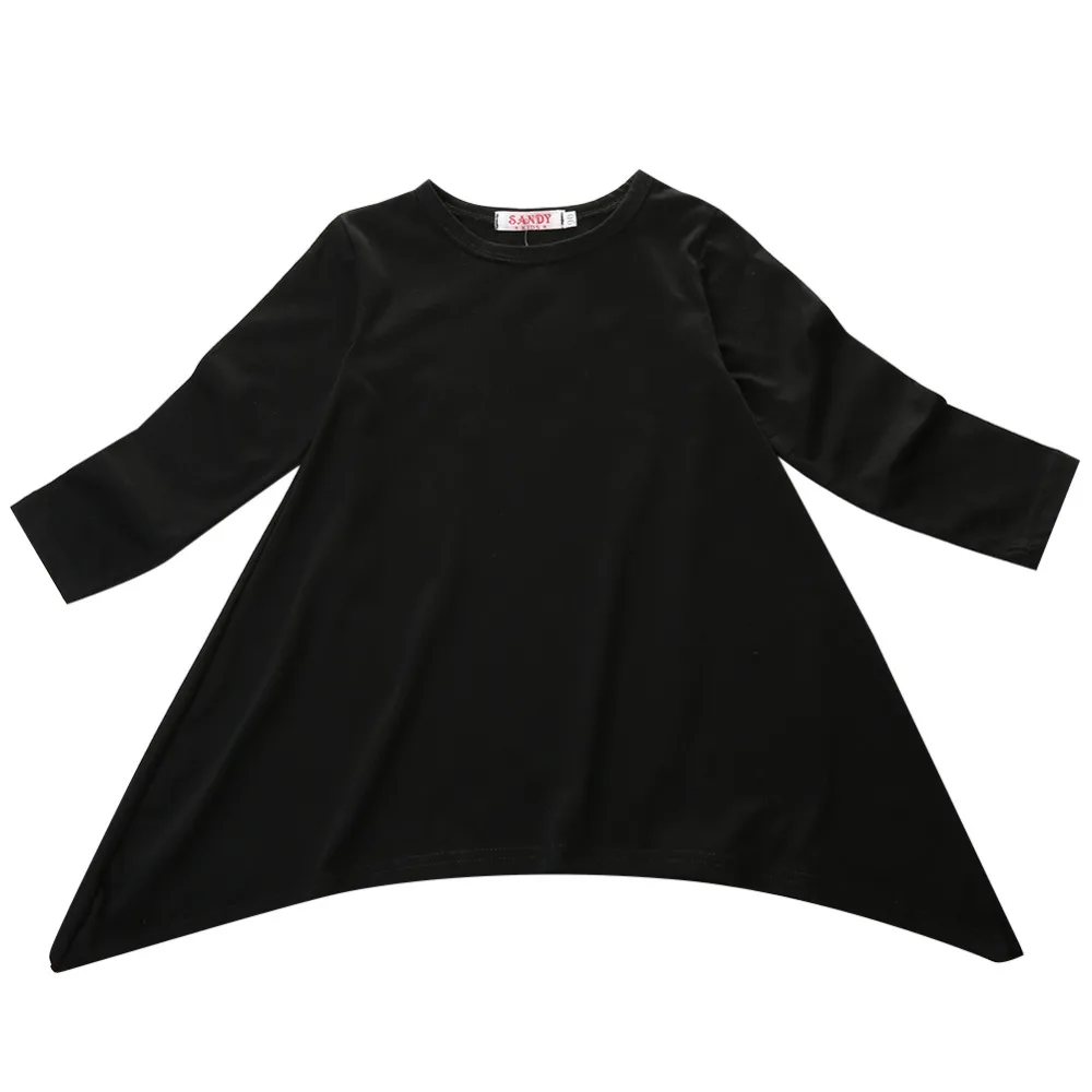 

Baby Girl Autumn Dress Max Batwing Loose Asymmetric Long Sleeve Girl Dress For Kids Costume Casual Black and Gray