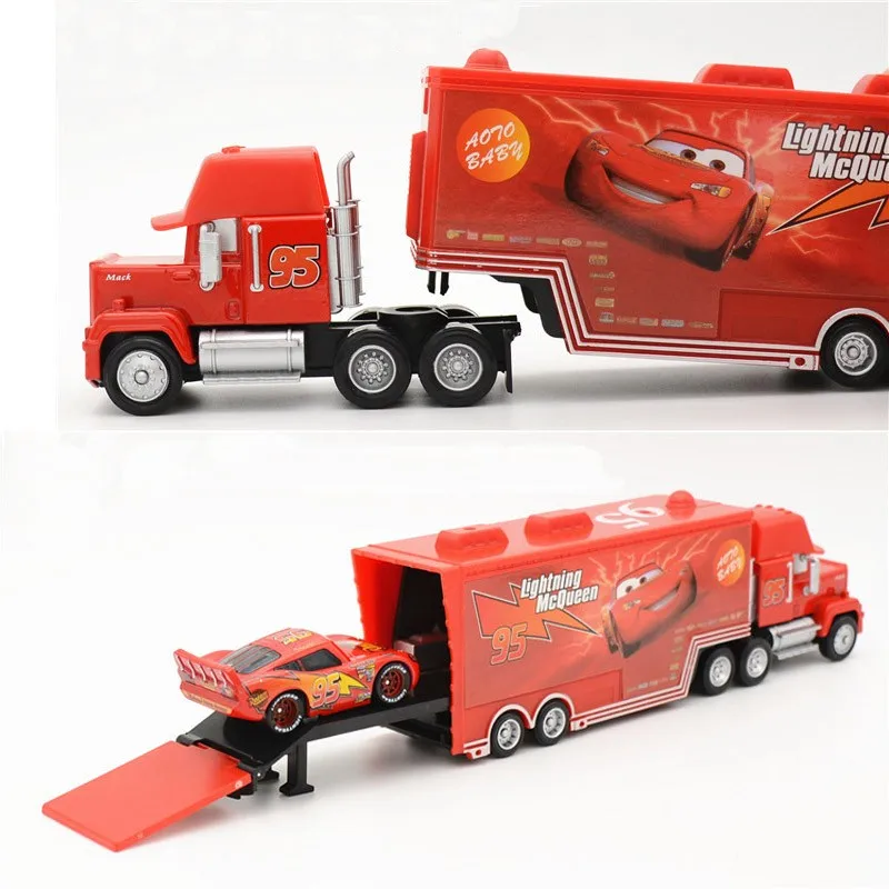 Автомобили disney Pixar 21 стиль Mack Truck+ маленький автомобиль McQueen король 1:55 литой под давлением металлический сплав и пластиковые игрушки автомобиль для ребенка подарок