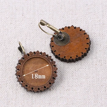 

onwear 5pairs fit 18mm round wood cabochon earring base settings diy lever back blank earrings bezel trays for jewelry making