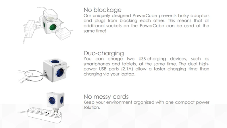 Allocacoc EU вилка power cube электрическая USB розетка EU вилка power Strip Мульти адаптер гнезда расширения адаптер для путешествий умный дом использование