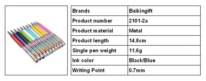 11 красочный кристалл на Топ Rainbow Шариковая ручка Мода написание канцелярские офиса и школы ручка шариковая ручка цвет: черный, синий 0,7 мм