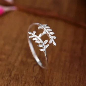 

925 Sterling Silver Tree Leaf Open Rings For Women Fashion Lady Prevent Allergy Sterling-silver-jewelry