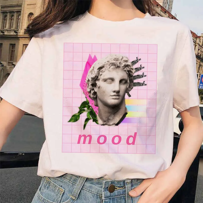 Vaporwave рубашки ulzzang Grunge Tumblr графическая Футболка harajuku Эстетическая Винтажная футболка корейский стиль 90s одежда футболка