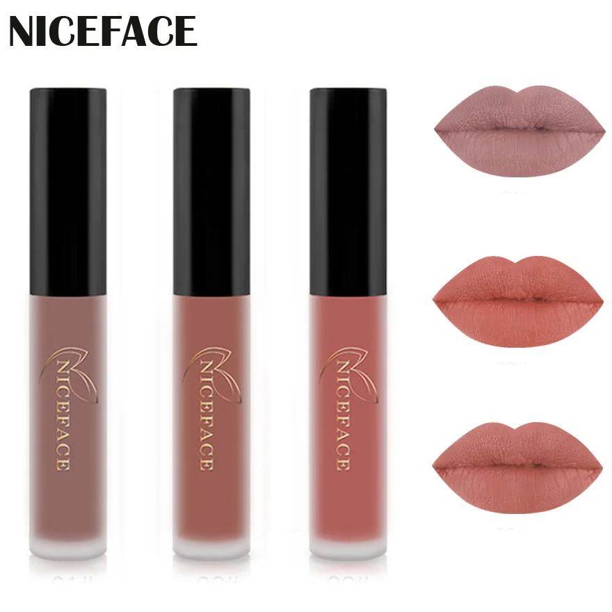 

3Pcs/set Matte Lip Gloss Red Velvet Nude Makeup Waterproof Liquid Lipstick Lipgloss Set Long Lasting Colorful Lip Kits Makeup