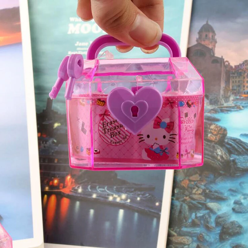 Новинка Kawaii Hello Kitty коробка сокровищ ластик для студентов коррекция письма