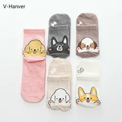 V-Hanver новые женские носки японский хлопок Красочные мультфильм милый забавный счастливый harajuku Kawaii собака носки для девочек Рождественский