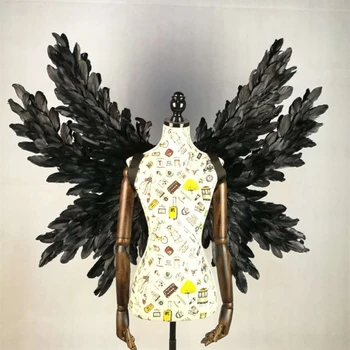 

Creative Wings Beautiful Black Wings Filmed Flying Models Showing Angels Feather Bar Coffee Shop Wall Decoration Display Props
