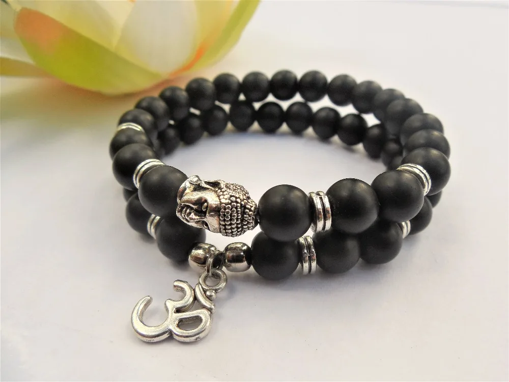 Free Ship Om Buddha Bracelets Set Men Yoga Beads Charm Bracelets Om