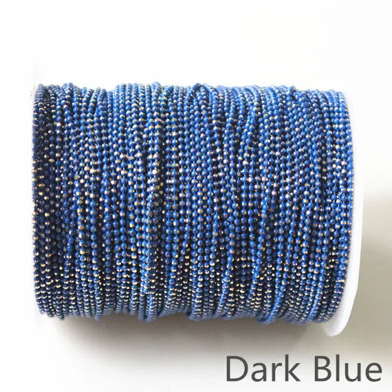 5 метров шаровая Мерцающая цепь на латуни, 21 цвет, 1,5 мм браслет ожерелье шар цепь, кисточка цепь, анти-тарнихи, высокое качество - Цвет: dark blue (Y49)