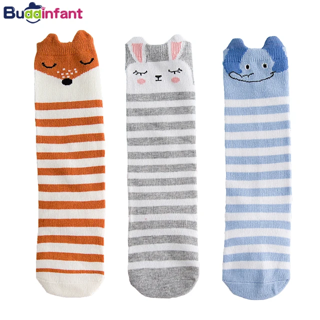 3pairs Lot Baby Socks Knee High Warm Leg Warmers Fox Bunny Elephant